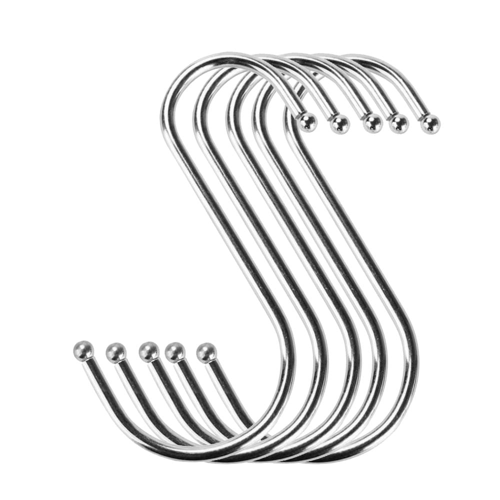 Stainless Steel S Hooks,Heavy Duty Hanging Hooks for Kitchen, Closet & Garage - Multi-Purpose Utility Hooks for Pots, Pans, Clothes, Towels & Organizers,Rust-Resistant,Space Saving Hangers Silver