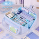 Multi-layer Cloth Pencil Case, Large Capacity Pen Pouch, Pen Stationery Organizer, Portable Art Supply Marker Storage Pencil Box for Office, Home, Travel(Purple) Blue