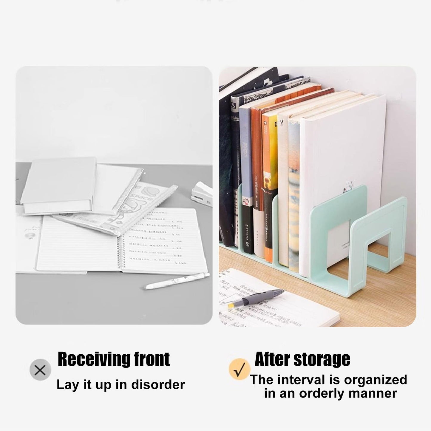 Acrylic Desk File Sorter, 4 Compartments Desktop File Organizer, Closet Organizer, Bookshelf Divider for Home Office Table Green