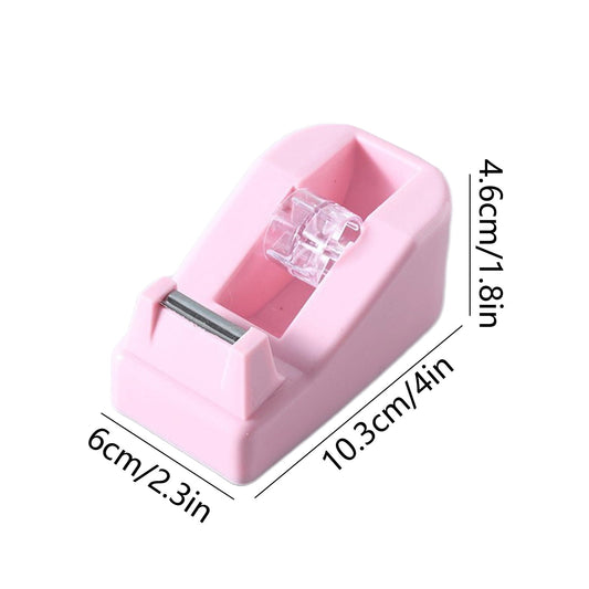 Desktop Tape Dispenser Adhesive Roll Holder Desk Accessories Home Office Tape Dispensers, Weighted Non-Skid Base Pink