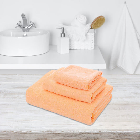 Bath Towels 3 Pack Cotton Bathroom Set,Contains a Bath Towels 28*56",a Hand Towels 12*12",a Face Towels 12*28",Soft Compact & Lightweight,for Gym Camp Beach and Daily Use Orange