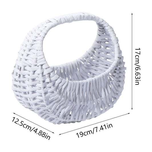 Wicker Basket with Handle, Wicker Shopping Basket, Picnic Baskets, Wicker Storage Basket, Rattan Basket for Wedding White
