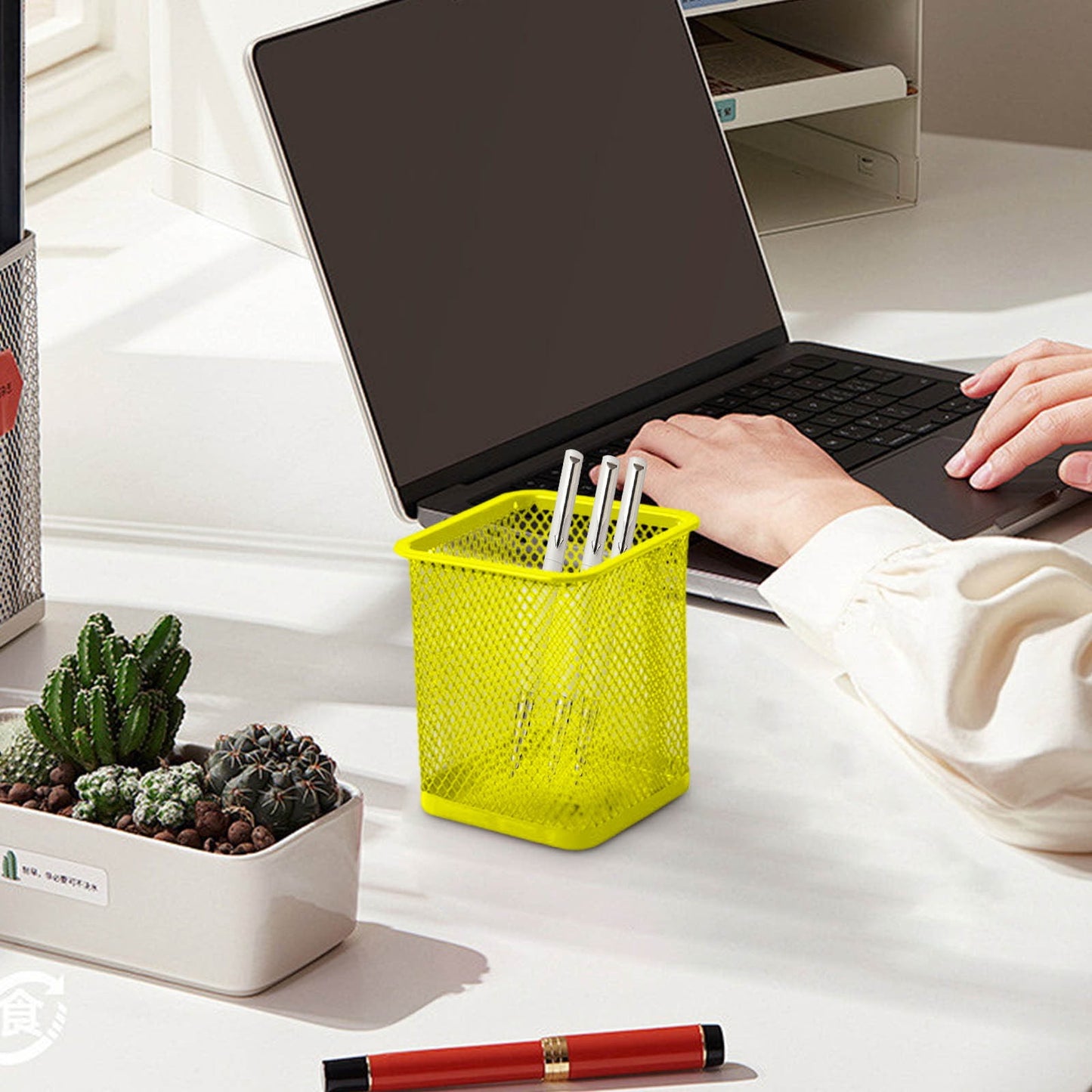 Pen Holder Mesh Pencil Holder Metal Pencil Holders Pen Organizer for Desk Office Pencil Holders, Back to Sch-ool Supplies F