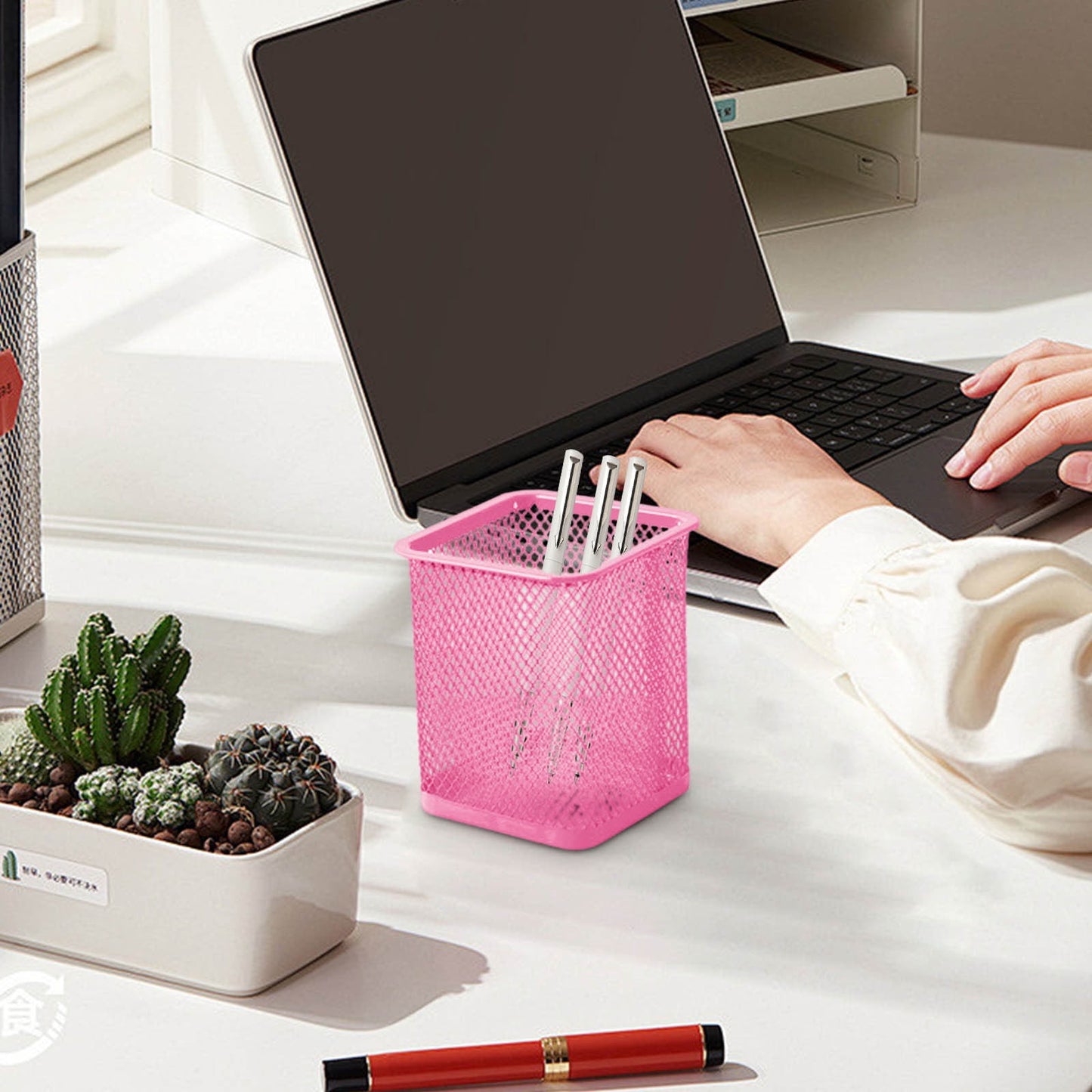 Pen Holder Mesh Pencil Holder Metal Pencil Holders Pen Organizer for Desk Office Pencil Holders, Back to Sch-ool Supplies J