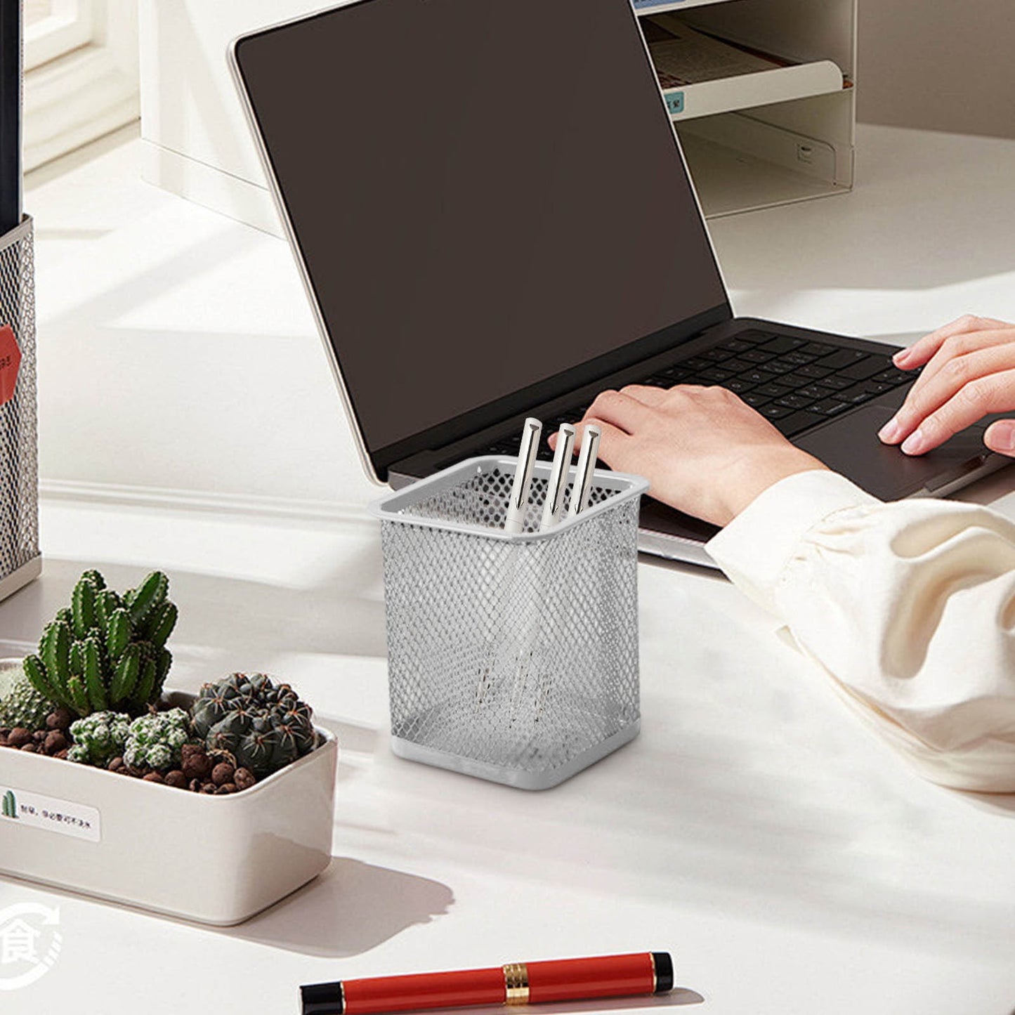 Pen Holder Mesh Pencil Holder Metal Pencil Holders Pen Organizer for Desk Office Pencil Holders, Back to Sch-ool Supplies K
