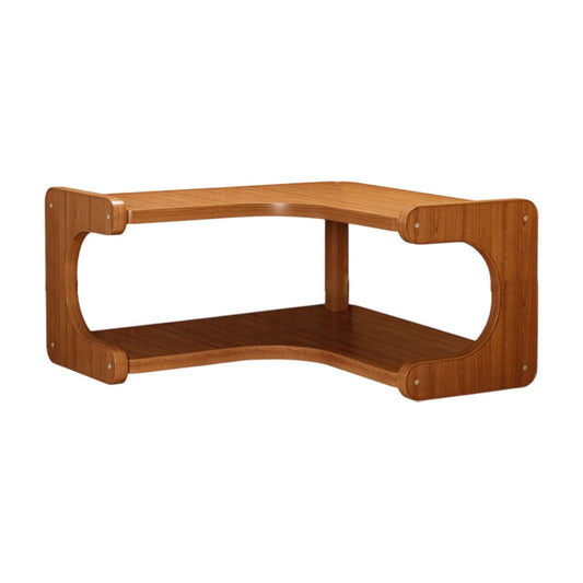 Kdkad 2-Tier Corner Desk Shelf 14x5 Inch Solid Wood Organizer for Kitchen/Bathroom/ice Multi-Functional Storage Rack Space-Saving Display Stand for Mugs & Supplies