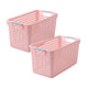 Laundry Basket, 2 pcs Plastic Hamper with Handles, Open Storage Bin to Organize Closets, Cabinets, Pantry, Shelving and Countertop Space, Suitable for Families and Dorms 3PC-Pink