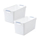 Laundry Basket, 2 pcs Plastic Hamper with Handles, Open Storage Bin to Organize Closets, Cabinets, Pantry, Shelving and Countertop Space, Suitable for Families and Dorms 3PC-White