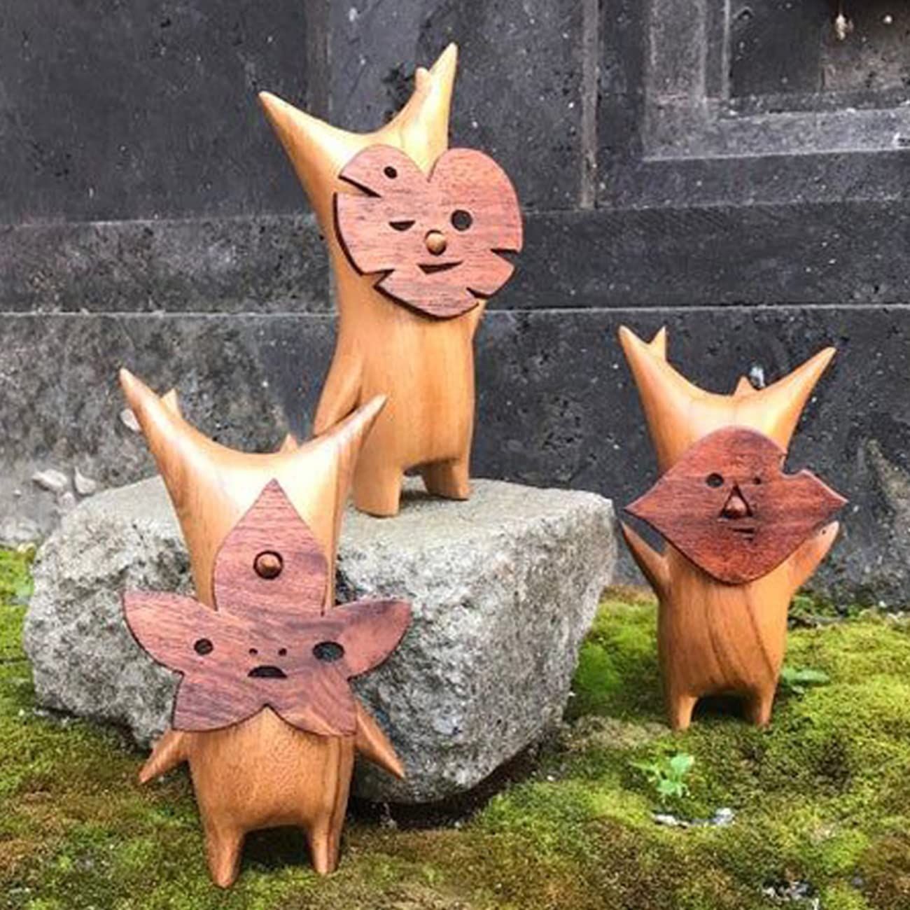 3 pcs Anime Statue Wood Statue Decoration Resin Handwork Family Game Lovers Cute Kids Room or Gamming Room