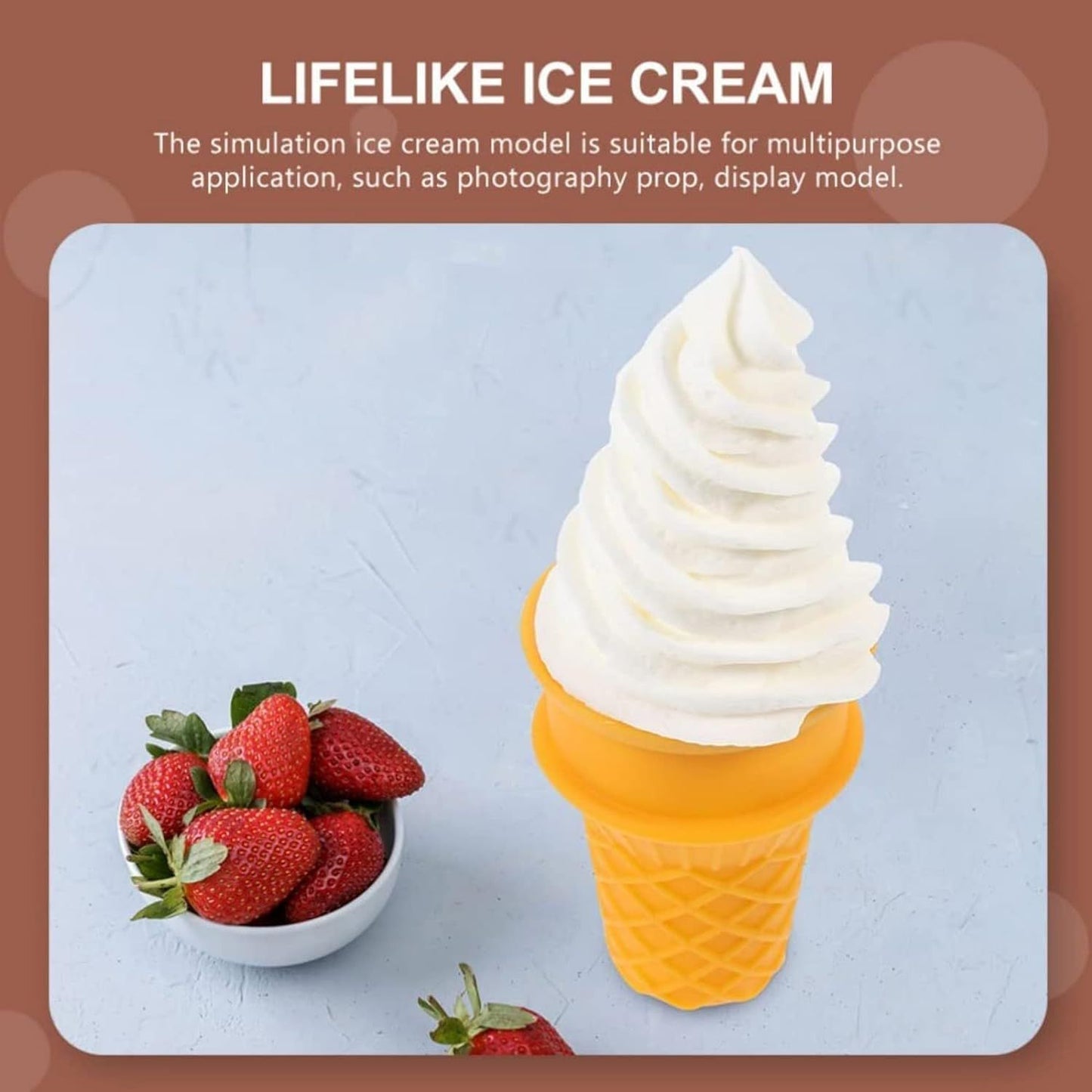 2 Pcs Simulated Ice Cream Artificial Lifelike Ice Cream Fake Ice Cream Food Model for Home Kitchen Cabinet Desk Shops Party Decor