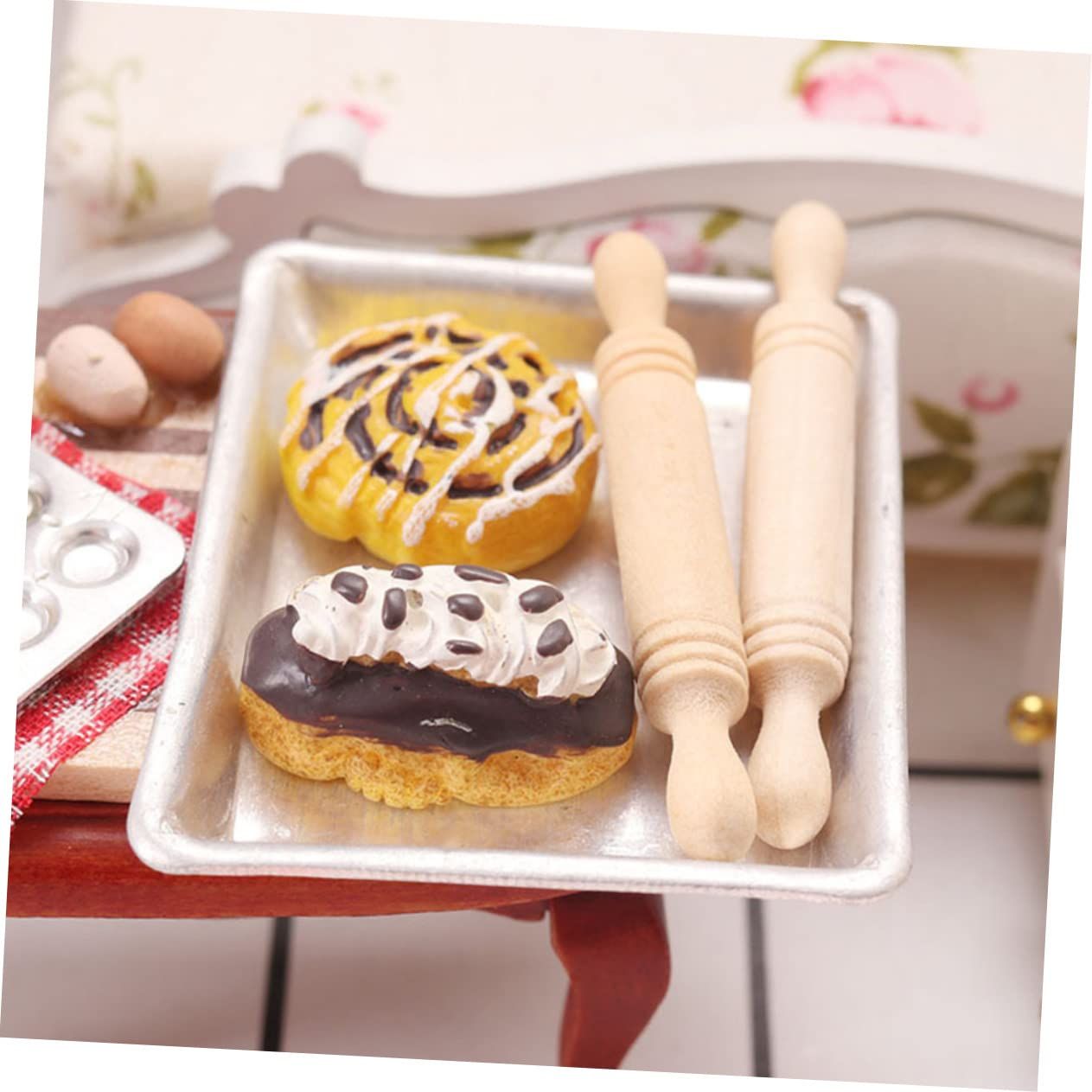 8pcs Shiwan Rolling Stick Mini House Adornment & Photo Props Mini Rolling Pin Model Bulk Toys Kid Toys Child Baking Supplies
