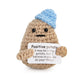 Funny Positive Potato - 3 Inch Knitted Crochet Doll, Complete with an Uplifting Positive Card, Ideal for Cheer Up (Blue)