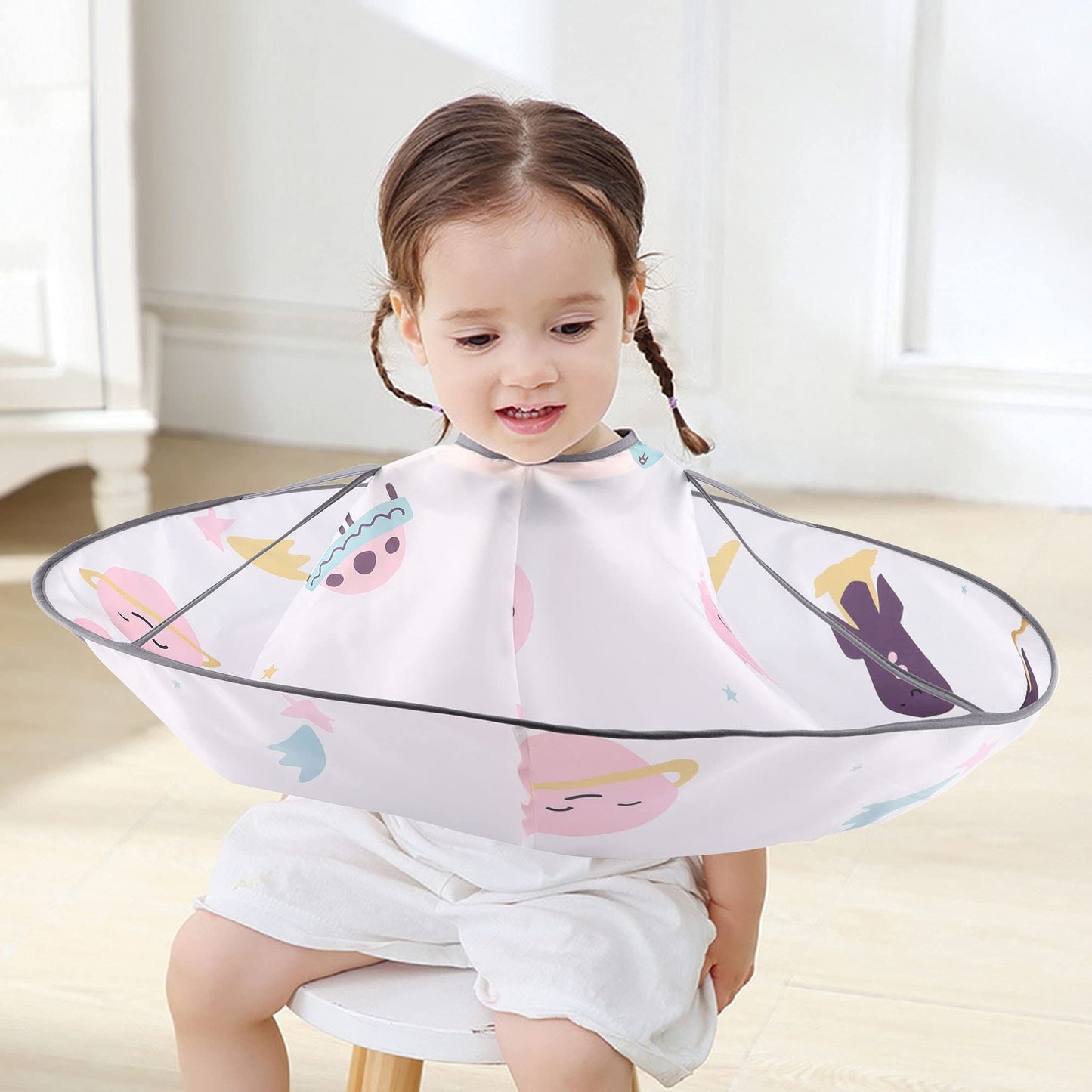 Kids Haircut Cape Hair Cutting Cape, Barber Cape Waterproof Foldable Umbrella Hair Catch Haircut Cape