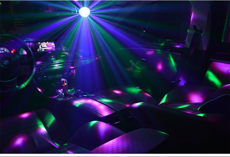 Disco Ball Strobe Light, Car Interior Atmosphere DJ Light Sound Active Function Remote Control for Camping Party