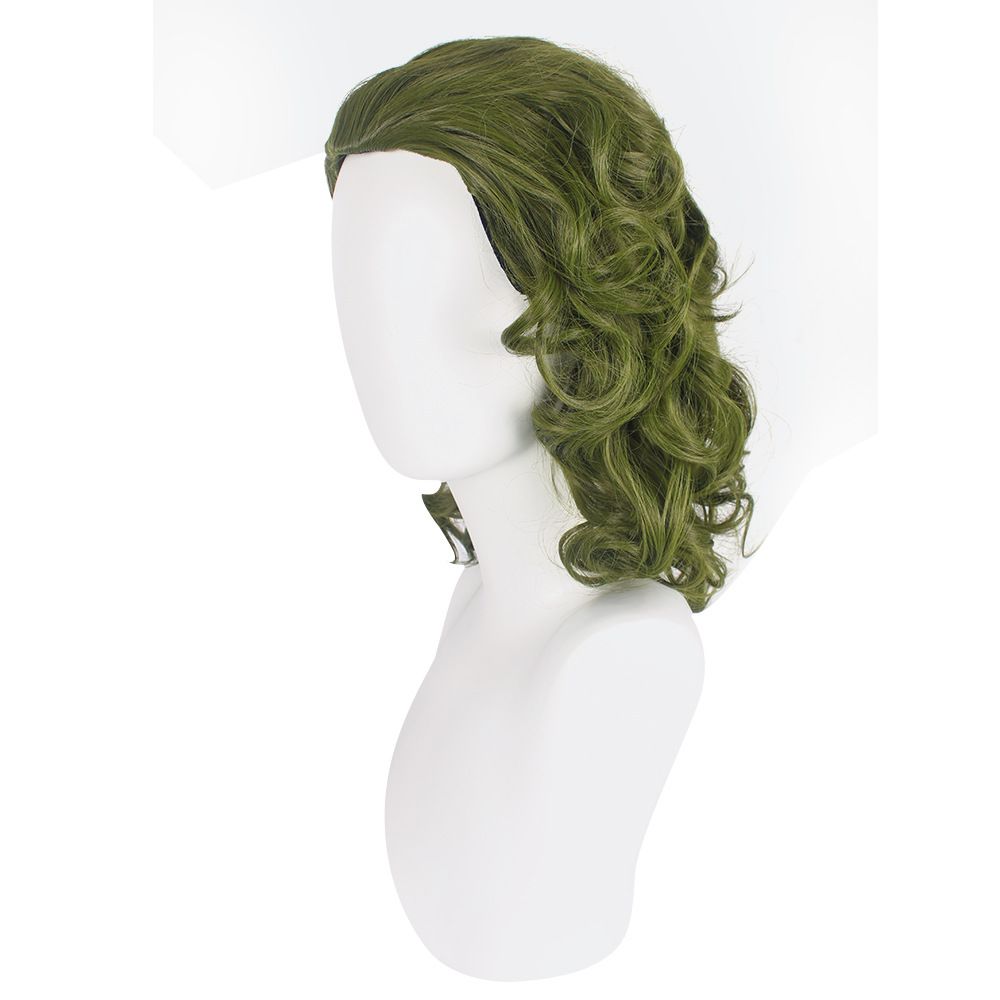 Green Wig Anime Short Wavy Wig Dark Green Anime Wig for Men Boys Synthetic Joker Green Bald Head Wig Heat Resistant Synthetic
