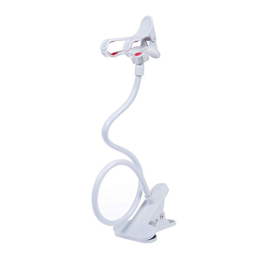 Universal bedside phone holder, lazy person holder, flexible long arm clip on mounting bracket for bedrooms and offices