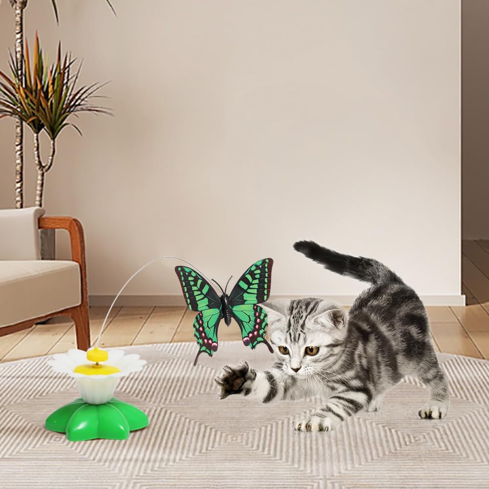 Flying Bird Butterfly Cat Toy, Indoor Interactive Toy Pet Exercise Toy Kittens Self Play Automatic Kitten Teaser Wand