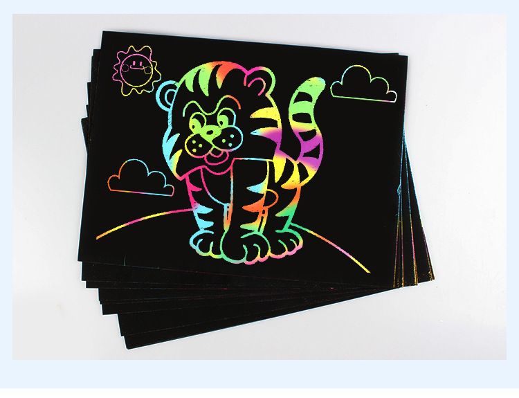10pcs Scratch Paper Art Set, Rainbow Scratch Paper Crafts Supplies Black Scratch Drawing Pads Boards Sheets Notes Cards