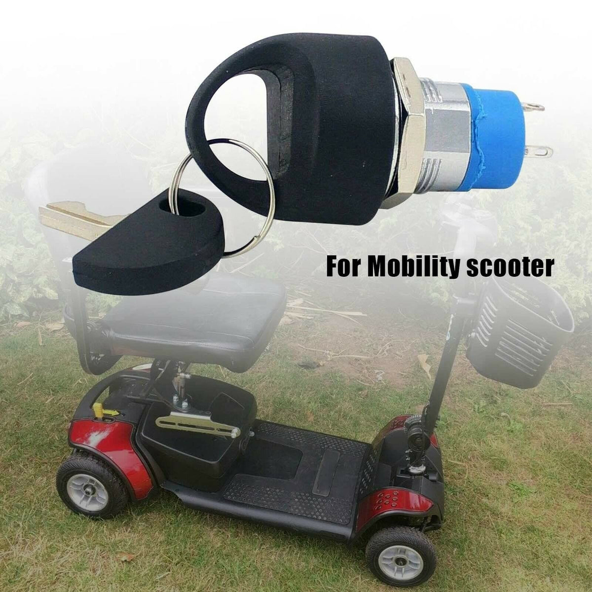 Ignition Switch with Key, Replacement Mobility Scooter Spare Start On/Off Ignition Switch with 2 Keys for Pride