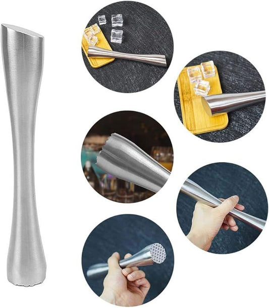 7.9" 200MM Stainless Steel Sturdy Cocktail Muddler, Professional Well Made Dishwasher Safe Muddler Bar Tool