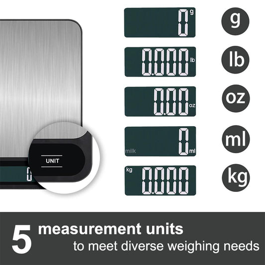 Digital Kitchen Food Scale for Cooking Baking Coffee Scale 5000g by 1g with Tare and LCD Display Food Weight Scale,(Black charging model)