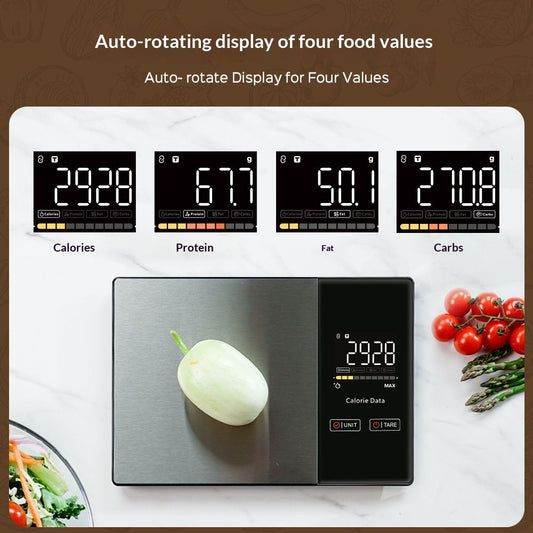 Smart Nutrition Food Scale with LED Display, Tracks Calories, Fat, Carbs & Protein via App, Precision Digital Kitchen Scale for Healthy Eating & Meal Prep