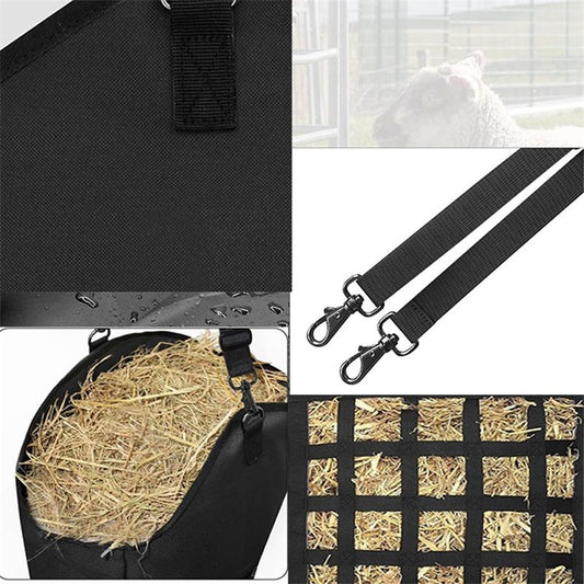 Hay Bags for Horses,1 Packs Slow Feed Hay Bags for Goats,Sheep,Donkey,Premium Oxford Hay Feed Bags with Front Hay Nets Design, Easy to Fill and Hang with Large Opening ( Black)