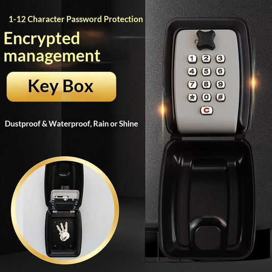 Key Lock Box for Outside, Sturdy Waterproof Wall Mount Lock Box for House Key, 12-Digit Combination Resettable Large Capacity Security Lockbox for Home, Garage, Office, Warehouse