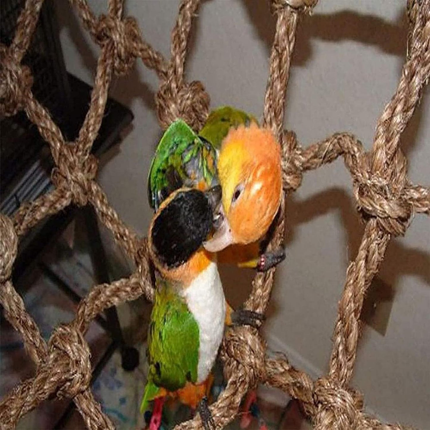 Bird Rope Perch Swing Climbing Net Toy Parrot Hammock for Cockatiels Cockatoo Rat Gerbil Chinchilla(60*60cm)