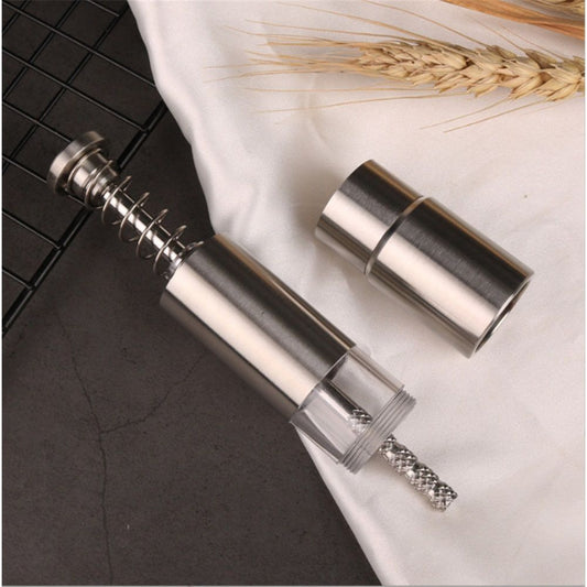 Stainless-Steel One-Handed Thumb Push Button Salt and Pepper Grinder For Black Pepper(Stainless steel spring built-in model)