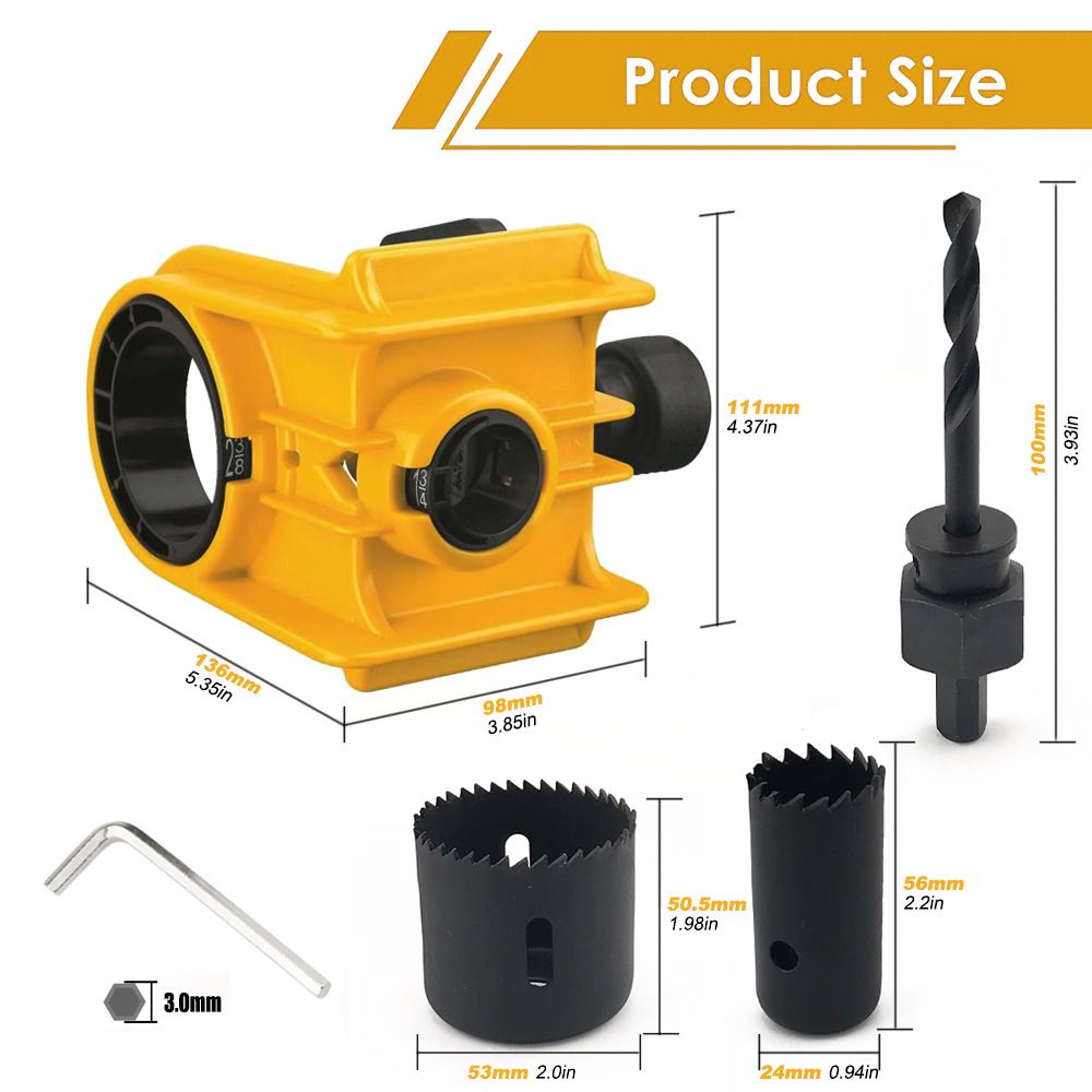 Door Lock Installation Kit, For Metal or Wood Doors, 2 Adjustable Bushings, Easy Installation with Hole Saw & Anti-Warp Backing Plates (Yellow)