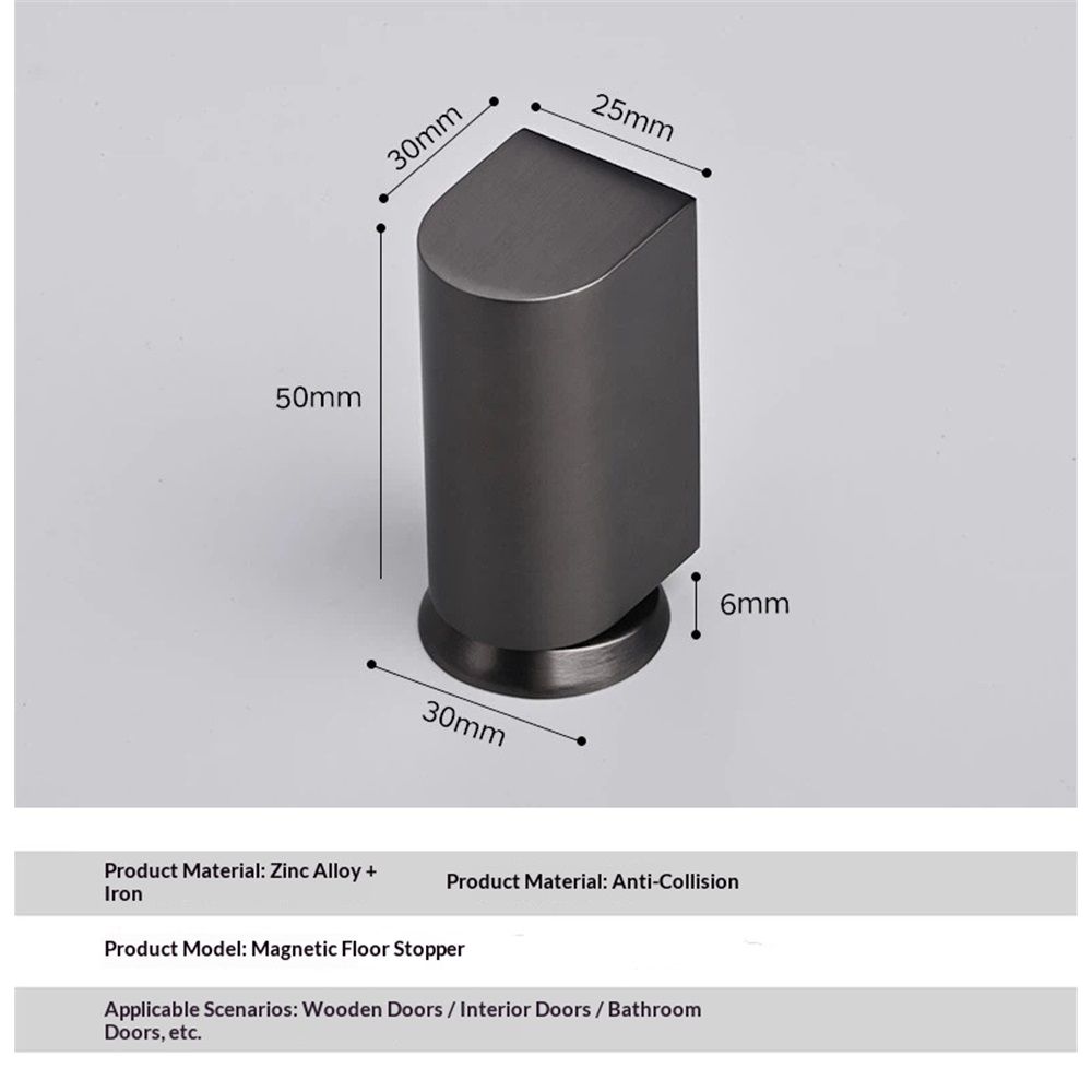 Silent Magnetic Door Stoppers - Matte Black Door Stopper, Stainless Steel Windproof Heavy Duty Gripper, Adjustable Height for Door Gaps, Keep Door Open