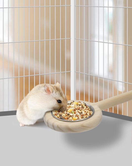 Bird Perch Feeding Cup Birds Platform Parrot Wood Perch Stand Toy Cage Accessory for Parakeet Lovebird Cockatiel Small Parrots (Pack of 2)