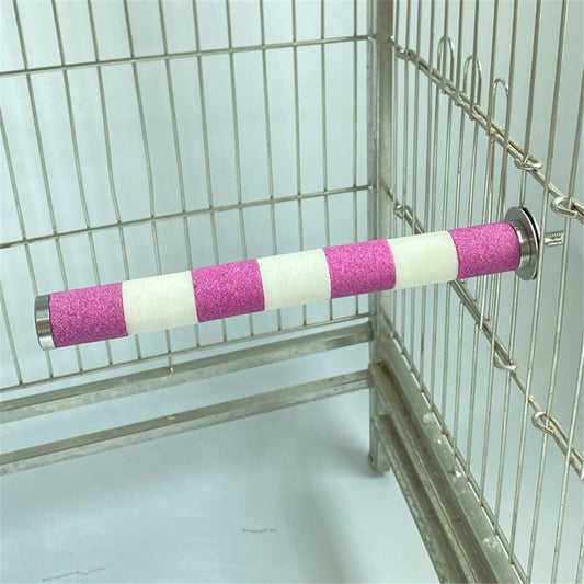 Frosted Bird Rod Toy for Parrots and Parakeets Sturdy Chewing Stand Screw Mount Bird Perch for Cage Accessories Suitable for Budgerigars and Cockatiels(2*20cm white+pink)
