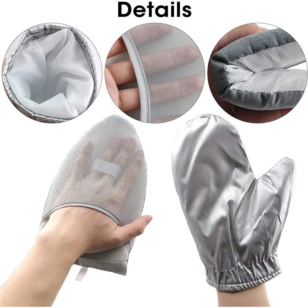 3 PCS Garment Steamer Ironing Gloves, Waterproof Care Anti Steam Mitt with Finger Loop, Heat Resistant Protective Gloves Iron Board for Clothes Steamers (Pointy)