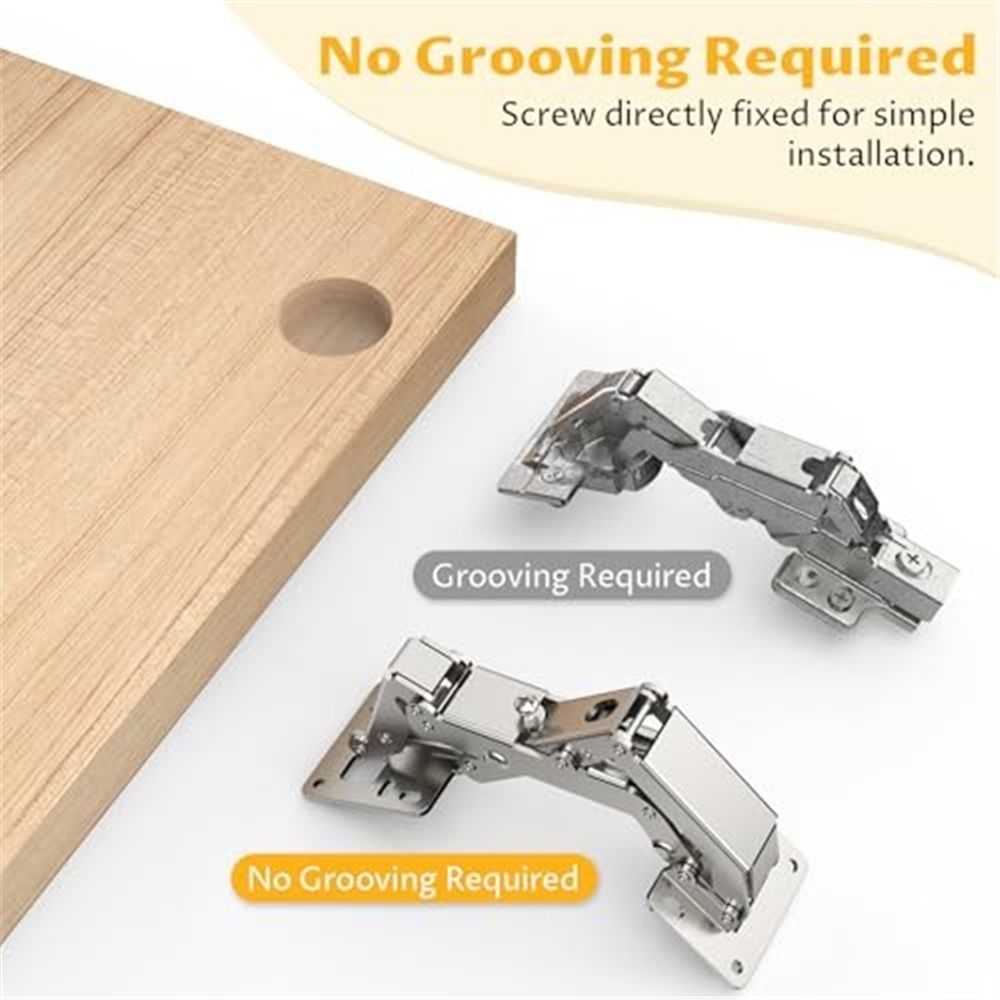 2 Pack Soft Close Cabinet Hinges, Slow Smooth Hidden Frameless Lazy Susan Hinge, Concealed Hardware Surface Mount, Lid Support Trap Door, Self Closing for Corner, Kitchen Cupboard(Excluding screws)
