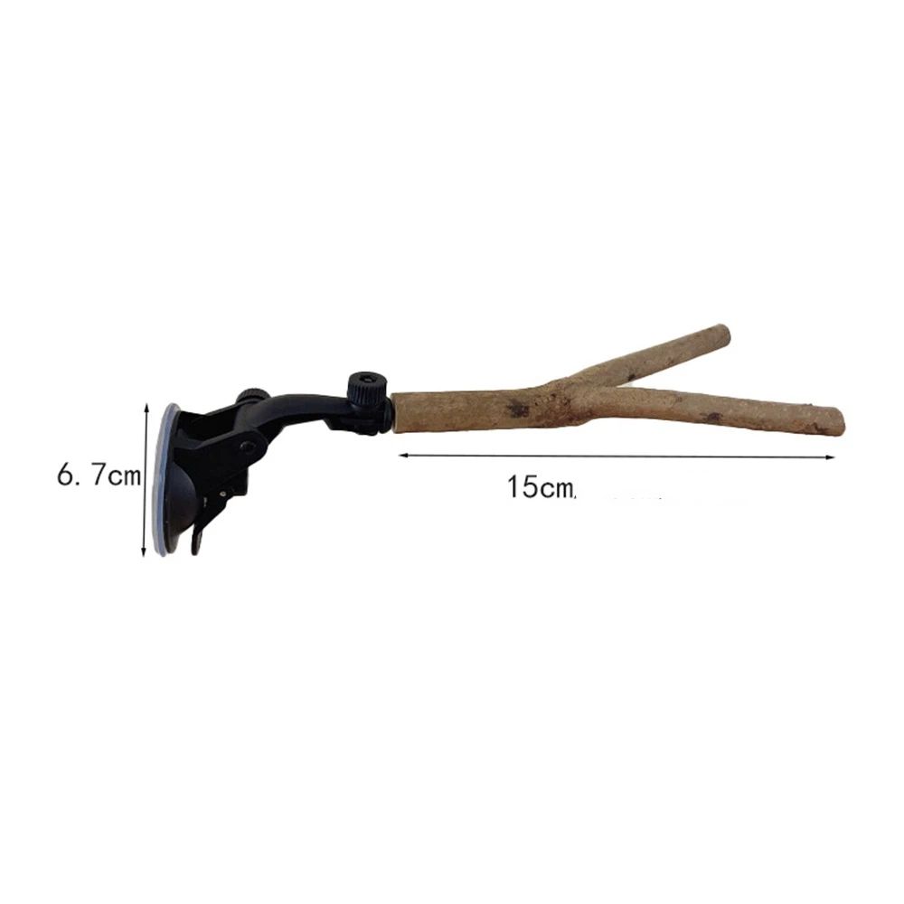 2 Pcs Parrot Perch Stand, Strong Suction Cup Bird Perch, for Window Mirror Car Shower Ceramic Tiles Bath Wood Training Perch(Standing pole+tree branch15cm)