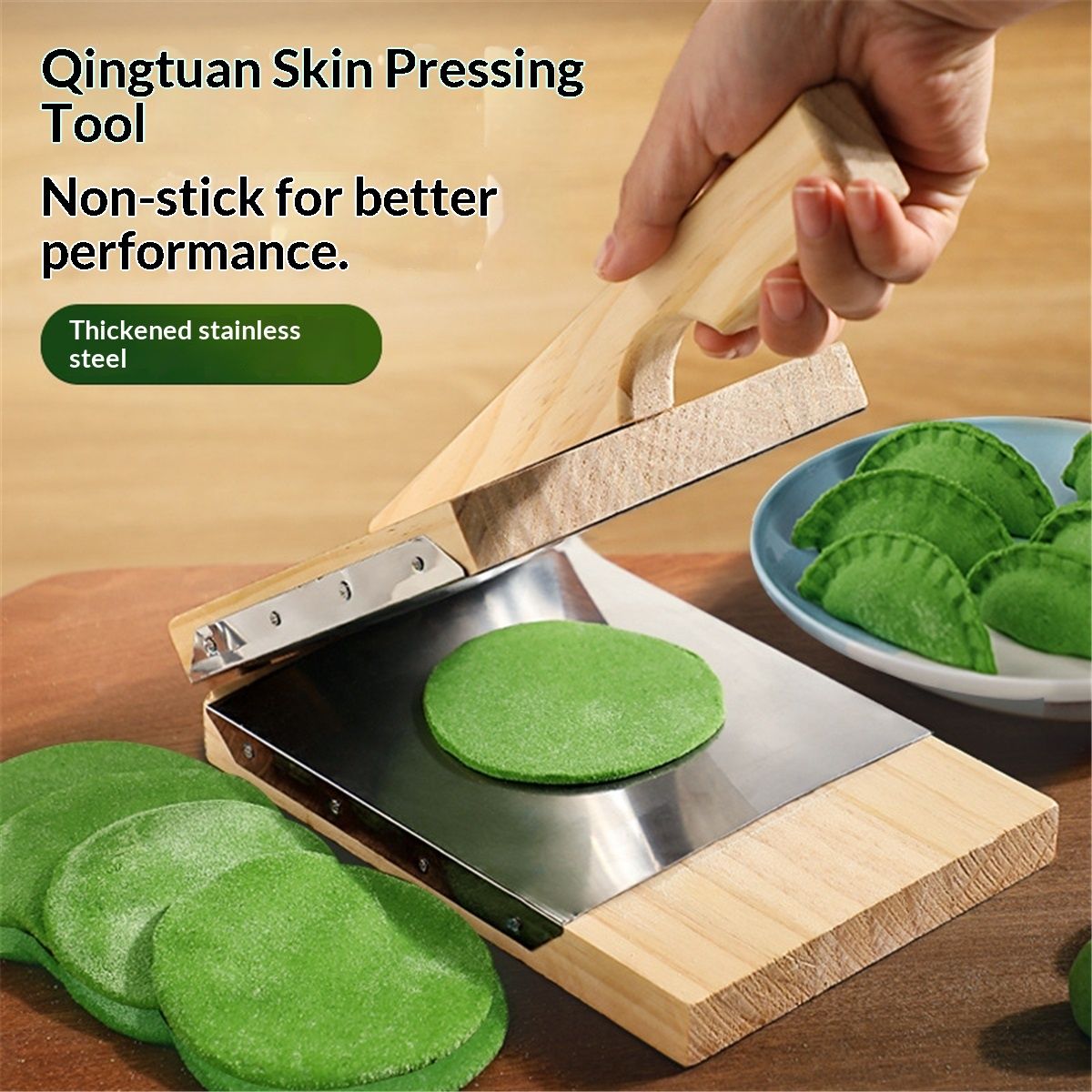 Wooden Tortilla Press Mexican Tortillera Presser Made from Natural Food-Grade Bamboo Wood (Square 8")
