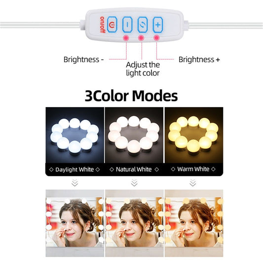 14 Bulb Vanity Lights for Mirror, Plug-in Power Adapter & Touch Dimmer, 3000-7000 K, (Mirror Not Included)