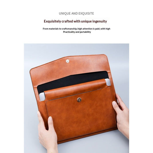 1 Piece PU Leather Envelope File Folders A4 Paper Document Filing Envelope Document Organizer Leather Portfolio Folder Holder (Brown)