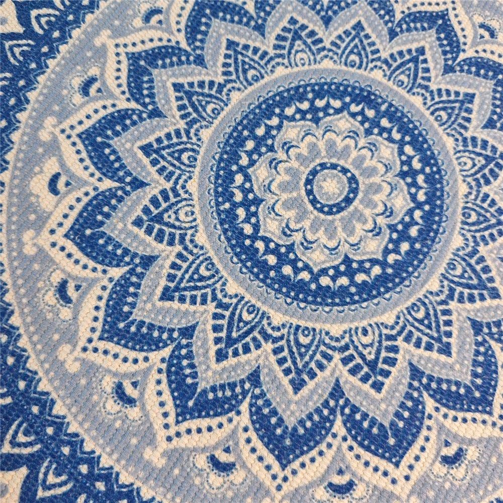 Bohemian countryside circular placemat, suitable for dining tables with tassels, 50cm, used for kitchen dining tables and coffee tables(blue)