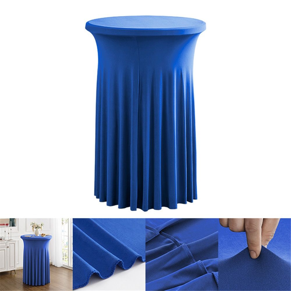 Cocktail Round Stretch Table Cover Table Skirt High Top Tablecloth Elastic table cover(royal blue 60*110cm)