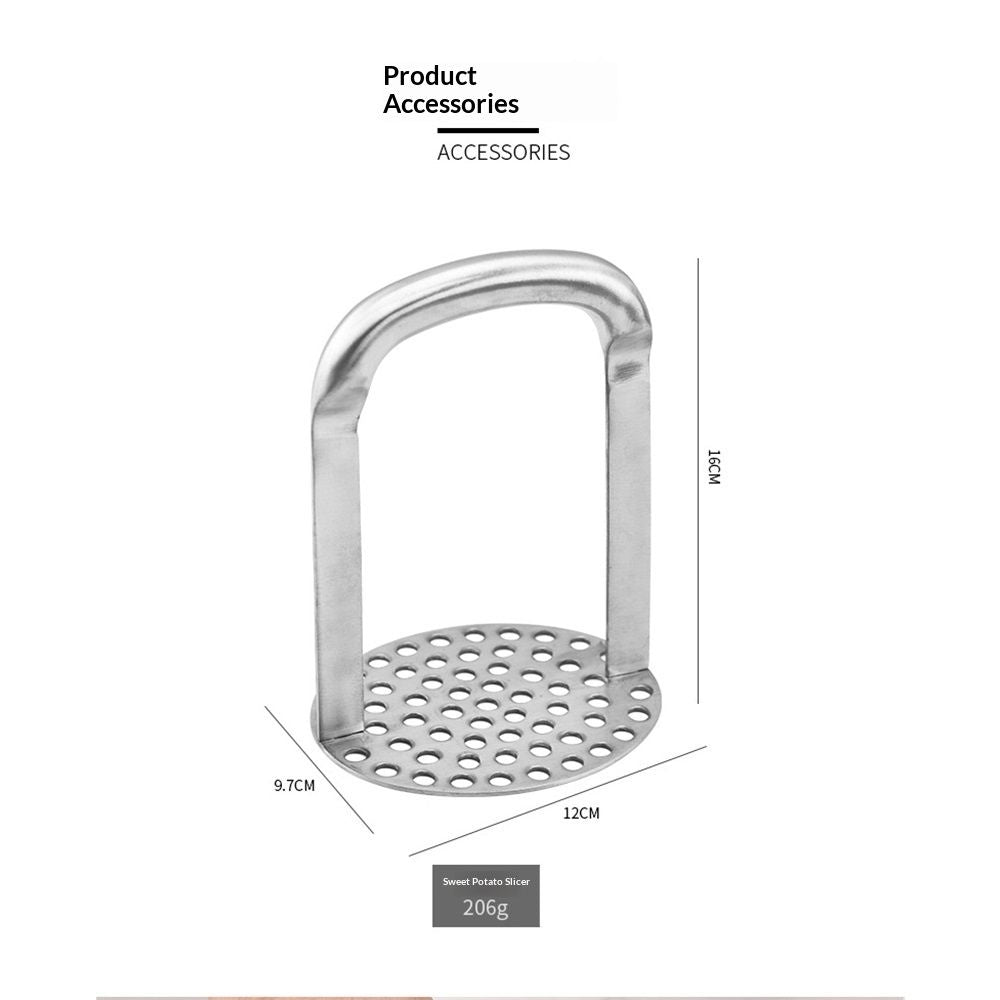 Duty Potato Masher With Horizontal Handle | Avocado Masher | Versatile Food Masher For Vegetable | Made of Durable Stainless Steel | - Silver