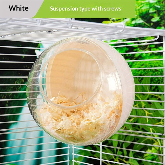 Bird Nest for Cage Bite-Resistant, Washable Clear Observation Small Bird House Hanging, Warm Birds Bed Plush Hut, Parakeet Nest to Lay Eggs Breeding Sleeping(white)
