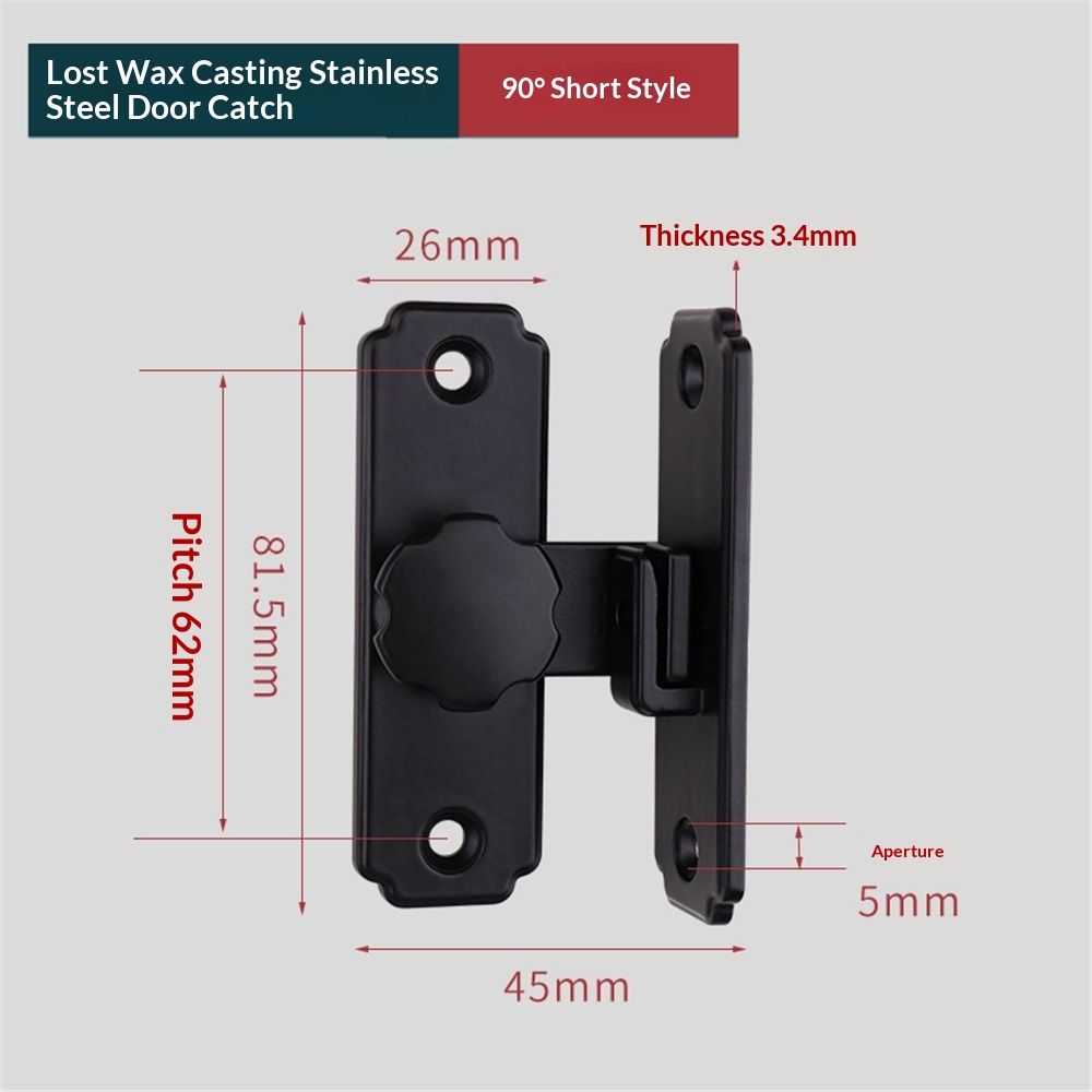 Heavy Duty 90 Degree Barn Door Lock, Stainless Steel Security Sliding Door Latch for Barn, Garden, Bathroom, Fence, Shed - Anti-Rust and Robust (Short/Black)