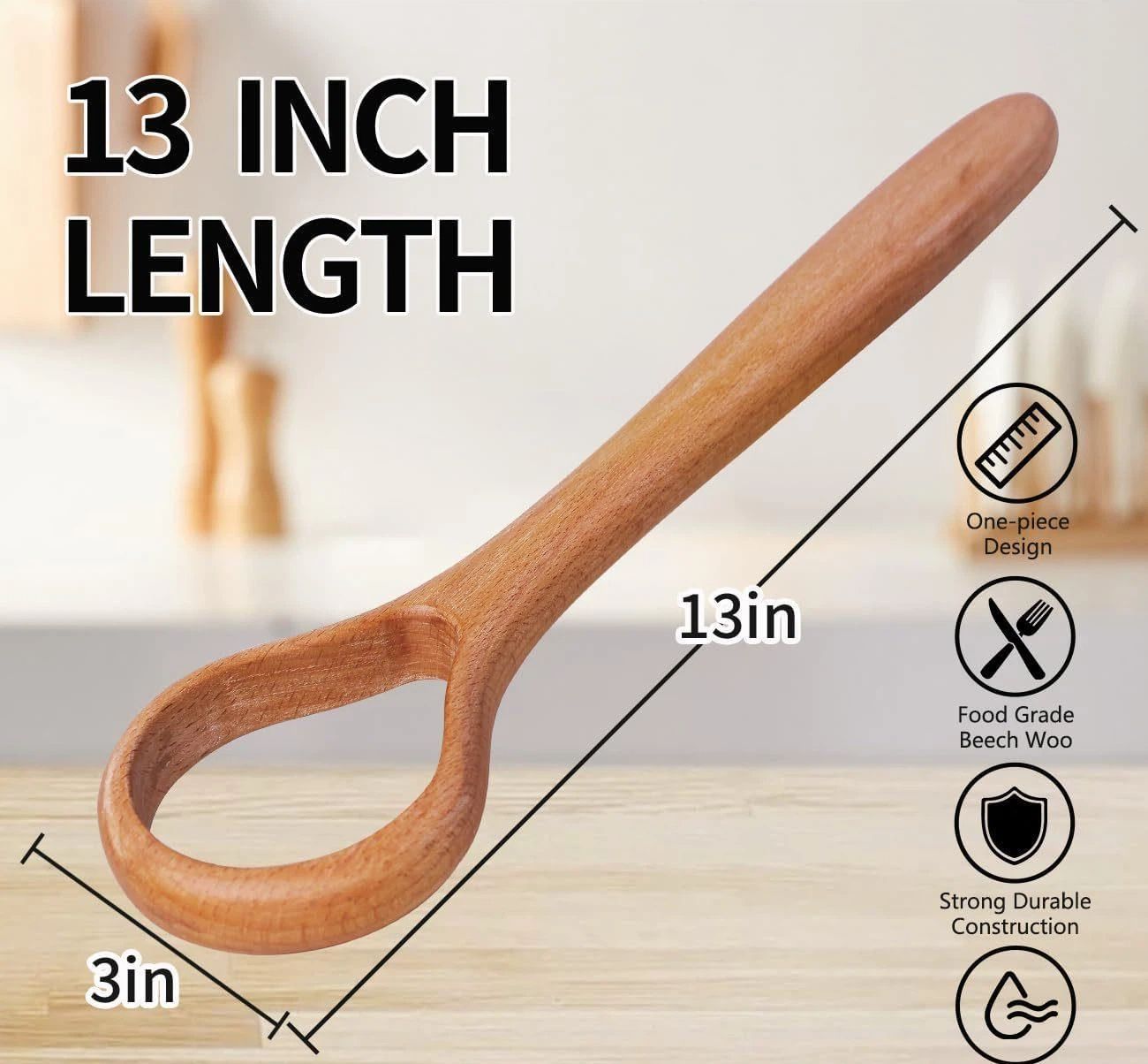 13Inch Wooden Dough Whisk Sourdough Whisk Dough Mixer Bread Whisking Tool for Mixing Sourdough Bread Baking Supplies for Pastries, Egg, Pizza(2 Pcs)