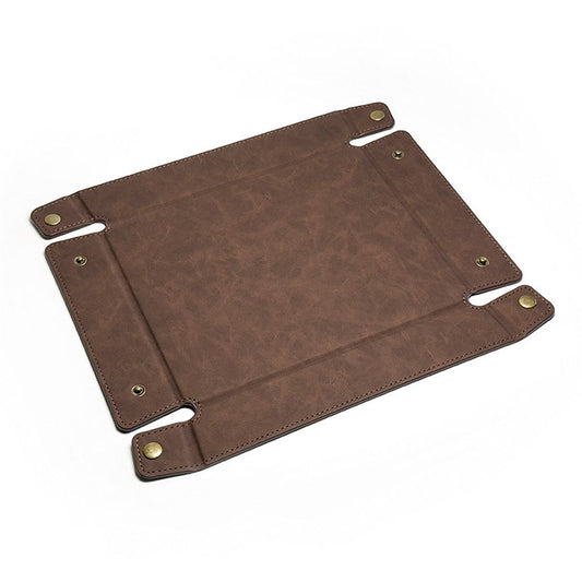 PU Leather Valet Tray Nightstand Desk Organizer for Men Women Home Office Phone Watch Jewelry Glasses Keys Coins Storage(Light brown large size)