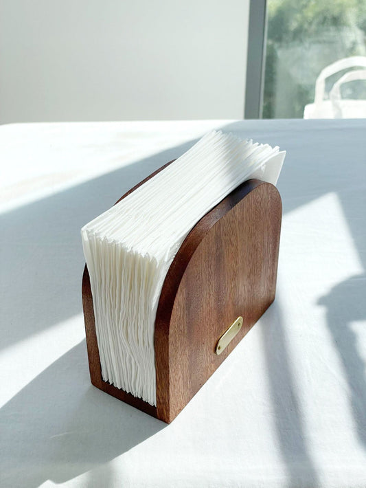 2pcs Napkin Holder for Table, Napkin Holders for Kitchen, Napkin Holder for Kitchen Dining Room Table Decor, Upright Wood Napkin Dispenser for Indoor & Outdoor Use Sandalwood (single-sided)