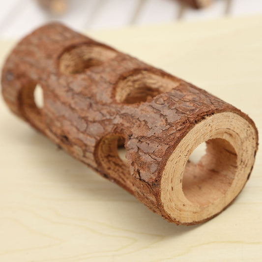Natural Wood Tunnel Hamster Tunnel for Hamster Reptile Small Animals Cage Hollow Tree Trunk Hideout Toy (20cm long aperture 3.8CM)