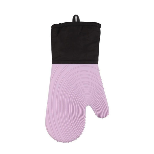 A pair of Silicone Oven Mitts- Extended Oven Mitts Heat Resistant , Oven Gloves with Soft Liner Good to Clean Flexible-Oven Mits Set for Cooking Baking Grilling BBQ(Flat threaded gloves purple)